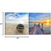 imageVirtual BundlesWieco Art Boat and Bridge Modern Seascape Giclee Canvas Prints Artwork Landscape Pictures to Photos on Stretched Canvas Wall Art Ready to Hang for Home Office Decorations 20 by 20 inch