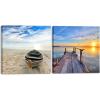 imageVirtual BundlesWieco Art Boat and Bridge Modern Seascape Giclee Canvas Prints Artwork Landscape Pictures to Photos on Stretched Canvas Wall Art Ready to Hang for Home Office Decorations 20 by 20 inch