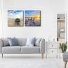 imageVirtual BundlesWieco Art Boat and Bridge Modern Seascape Giclee Canvas Prints Artwork Landscape Pictures to Photos on Stretched Canvas Wall Art Ready to Hang for Home Office Decorations 20 by 20 inch