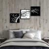 imageWieco Art 3 Piece Canvas Prints Wall Art for Living Room Kitchen Wall Decor Large Modern Stretched and Framed Grace Impressionist B ampamp W Leaves Pictures Paintings ornament Ready to Hang L12x12inchx3pcs Framed