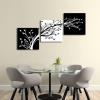 imageWieco Art 3 Piece Canvas Prints Wall Art for Living Room Kitchen Wall Decor Large Modern Stretched and Framed Grace Impressionist B ampamp W Leaves Pictures Paintings ornament Ready to Hang L20x20inchx3pcs 50x50cmx3pcs