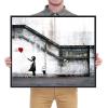 imageWieco Art Framed Canvas Wall Art Canvas Prints of Banksy Grafitti Girl with Red Balloon Abstract Artwork for Wall Decor Home Decorations Black FrameBlack and White