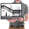 imageWieco Art Framed Canvas Wall Art Canvas Prints of Banksy Grafitti Girl with Red Balloon Abstract Artwork for Wall Decor Home Decorations Black FrameBlack Frame