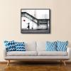 imageWieco Art Framed Canvas Wall Art Canvas Prints of Banksy Grafitti Girl with Red Balloon Abstract Artwork for Wall Decor Home Decorations Black FrameBlack and White