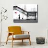 imageWieco Art Framed Canvas Wall Art Canvas Prints of Banksy Grafitti Girl with Red Balloon Abstract Artwork for Wall Decor Home Decorations Black FrameGallery Wrapped
