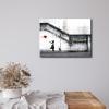 imageWieco Art Framed Canvas Wall Art Canvas Prints of Banksy Grafitti Girl with Red Balloon Abstract Artwork for Wall Decor Home Decorations Black FrameGray