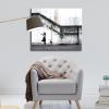 imageWieco Art Framed Canvas Wall Art Canvas Prints of Banksy Grafitti Girl with Red Balloon Abstract Artwork for Wall Decor Home Decorations Black FrameGrey