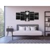 imageWieco Art Sea White Full Moon in Night Canvas Print Wall Art Black and White Ocean Beach for Living Room Bedroom Kitchen Home Decorations 5 Piece Modern Abstract ArtworkBlack and White