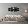 imageWieco Art Sea White Full Moon in Night Canvas Print Wall Art Black and White Ocean Beach for Living Room Bedroom Kitchen Home Decorations 5 Piece Modern Abstract ArtworkBlack and White