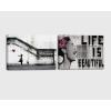 imageWieco Art Virtual Bundles Banksy Life is Beautiful and Grafitti Girl Modern Canvas Prints Artwork Grey Love Abstract Pictures Paintings Ready to Hang for Bedroom Home Office Decorations