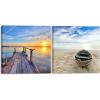 imageVirtual BundlesWieco Art Boat and Bridge Modern Seascape Giclee Canvas Prints Artwork Landscape Pictures to Photos on Stretched Canvas Wall Art Ready to Hang for Home Office Decorations 20 by 20 inch