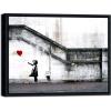 imageWieco Art Framed Canvas Wall Art Canvas Prints of Banksy Grafitti Girl with Red Balloon Abstract Artwork for Wall Decor Home Decorations Black FrameBlack Frame