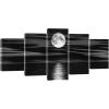 imageWieco Art Sea White Full Moon in Night Canvas Print Wall Art Black and White Ocean Beach for Living Room Bedroom Kitchen Home Decorations 5 Piece Modern Abstract ArtworkBlack and White