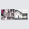 imageWieco Art Virtual Bundles Abstract Canvas Prints Wall Art Banksy Life is BeautifulGrafitti Girl with Red Balloon Large Stretched and Framed Grey Impressionist Pictures for Home Office Decor