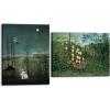 imageWieco Art Virtual Bundles Canvas Prints of Tropical ForestBattling Tiger and Buffalo Carnival Evening Henri Rousseau Paintings Reproduction on Canvas Wall Art for Home Office Decorations
