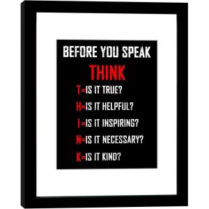 imageWieco Art Quotes Wall Art Inspirational Canvas Print Motivation Classroom Decor With Black Picture Frame and Real Glass Made to Display 8x10quot with Mat or 11x14quot Photos Without Mat for Home Office Wall DecorationBLACKW002