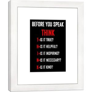 imageWieco Art Quotes Wall Art Inspirational Canvas Print Motivation Classroom Decor With Black Picture Frame and Real Glass Made to Display 8x10quot with Mat or 11x14quot Photos Without Mat for Home Office Wall DecorationWHITEW002