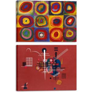 imageWieco Art Virtual Bundles Canvas Prints Squares with Concentric Circles Dull Red1927 by Wassily Kandinsky Classic Art Reproductions Canvas Wall Art for Home Decoration