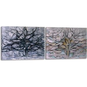 imageWieco Art Virtual Bundles Canvas Prints The Flowering Apple TreeGray Tree 1911 by Piet Cornelies Mondrian Classic Art Reproductions Canvas Wall Art for Home Decoration