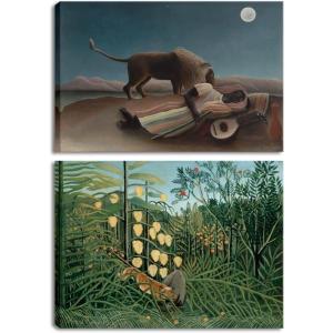 imageWieco Art Virtual Bundles The Sleeping GypsyTropical ForestBattling Tiger and Buffalo Henri Rousseau Paintings HD Canvas Prints Landscape Pictures Artwork on Canvas Wall Art for Wall Decor