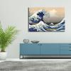 imageWieco Art Extra Large Black Framed Art Great Wave of Kanagawa Katsushika Hokusai Canvas Prints Wall Art Abstract Seascape Paintings for Living Room Home Decorations32L x 36W