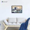 imageWieco Art Extra Large Black Framed Art Great Wave of Kanagawa Katsushika Hokusai Canvas Prints Wall Art Abstract Seascape Paintings for Living Room Home Decorations162L x 127W