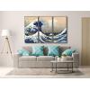 imageWieco Art Extra Large Black Framed Art Great Wave of Kanagawa Katsushika Hokusai Canvas Prints Wall Art Abstract Seascape Paintings for Living Room Home Decorations16x32inchx3pcs Aluminum Frame