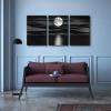 imageWieco Art Framed 3 Panel Sea White Full Moon in Night Canvas Print Wall Art Black and White Ocean Beach for Living Room Bedroom Kitchen Home Decorations Modern Abstract Artwork16x24inchx3pcs40x60cmx3pcs