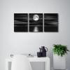imageWieco Art Framed 3 Panel Sea White Full Moon in Night Canvas Print Wall Art Black and White Ocean Beach for Living Room Bedroom Kitchen Home Decorations Modern Abstract Artwork12x16inchx3pcs30x40cmx3pcs
