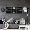 imageWieco Art Framed 3 Panel Sea White Full Moon in Night Canvas Print Wall Art Black and White Ocean Beach for Living Room Bedroom Kitchen Home Decorations Modern Abstract Artwork12x16inchx3pcs30x40cmx3pcs
