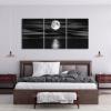 imageWieco Art Framed 3 Panel Sea White Full Moon in Night Canvas Print Wall Art Black and White Ocean Beach for Living Room Bedroom Kitchen Home Decorations Modern Abstract Artwork20x28inchx3pcs50x70cmx3pcs