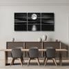 imageWieco Art Framed 3 Panel Sea White Full Moon in Night Canvas Print Wall Art Black and White Ocean Beach for Living Room Bedroom Kitchen Home Decorations Modern Abstract Artwork20x28inchx3pcs50x70cmx3pcs