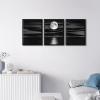imageWieco Art Framed 3 Panel Sea White Full Moon in Night Canvas Print Wall Art Black and White Ocean Beach for Living Room Bedroom Kitchen Home Decorations Modern Abstract Artwork12x16inchx3pcsFramed