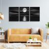 imageWieco Art Framed 3 Panel Sea White Full Moon in Night Canvas Print Wall Art Black and White Ocean Beach for Living Room Bedroom Kitchen Home Decorations Modern Abstract Artwork16x24inchx3pcsFramed