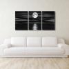 imageWieco Art Framed 3 Panel Sea White Full Moon in Night Canvas Print Wall Art Black and White Ocean Beach for Living Room Bedroom Kitchen Home Decorations Modern Abstract Artwork16x24inchx3pcs40x60cmx3pcs