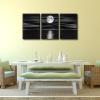 imageWieco Art Framed 3 Panel Sea White Full Moon in Night Canvas Print Wall Art Black and White Ocean Beach for Living Room Bedroom Kitchen Home Decorations Modern Abstract Artwork16x24inchx3pcsFramed