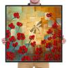 imageWieco Art Framed Art Dragonfly Floral Oil Paintings on Canvas Wall Art for Bedroom Home Decorations Modern 100 Hand Painted Stretched Abstract Flowers Artwork with Black Frame25L x 25W