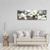 imageWieco Art Framed Art Magnolia Flower Modern Canvas Prints Floral Prints Reproduction Pictures Artwork on Stretched and Framed Canvas Wall Art for Home Decoration Wall Decor Black48L x 16W