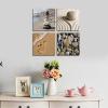 imageWieco Art Framed Canvas Art Romantic Beach Theme 4 Panels Modern Artwork Sea Ocean Canvas Prints Contemporary Abstract Pictures on Canvas Wall Art for Living Room Decorations12x12inchx4pcs 30x30cmx4pcs