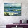 imageWieco Art Framed Canvas Wall Art Seascape at Saintes Maries by Vincent Van Gogh Modern Canvas Prints Sea Pictures on Canvas Art for Living Room Home Decorations Gold Frame328L x 247W