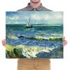 imageWieco Art Framed Canvas Wall Art Seascape at Saintes Maries by Vincent Van Gogh Modern Canvas Prints Sea Pictures on Canvas Art for Living Room Home Decorations Gold Frame24L x 20W