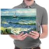 imageWieco Art Framed Canvas Wall Art Seascape at Saintes Maries by Vincent Van Gogh Modern Canvas Prints Sea Pictures on Canvas Art for Living Room Home Decorations Gold Frame16L x 12W