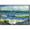 imageWieco Art Framed Canvas Wall Art Seascape at Saintes Maries by Vincent Van Gogh Modern Canvas Prints Sea Pictures on Canvas Art for Living Room Home Decorations Gold Frame496L x 7W