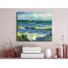 imageWieco Art Framed Canvas Wall Art Seascape at Saintes Maries by Vincent Van Gogh Modern Canvas Prints Sea Pictures on Canvas Art for Living Room Home Decorations Gold Frame24L x 20W