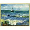 imageWieco Art Framed Canvas Wall Art Seascape at Saintes Maries by Vincent Van Gogh Modern Canvas Prints Sea Pictures on Canvas Art for Living Room Home Decorations Gold Frame162L x 12W
