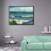 imageWieco Art Framed Canvas Wall Art Seascape at Saintes Maries by Vincent Van Gogh Modern Canvas Prints Sea Pictures on Canvas Art for Living Room Home Decorations Gold Frame328L x 247W