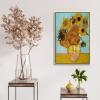 imageWieco Art Framed Canvas Wall Art Size L Sunflower by Vincent Van Gogh Oil Paintings Reproduction Abstract Wall Decorations for Living Room Golden Frame Home Decorations