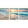 imageWieco Art Framed Wall Art 3 Panels Blue Beach Canvas Art for Home Decor Sea View Sunset White Wave Beach Pictures on Canvas Prints Artwork for Wall Decor Living Room Decorations12x16inchx3pcs Framed