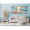 imageWieco Art Framed Wall Art 3 Panels Blue Beach Canvas Art for Home Decor Sea View Sunset White Wave Beach Pictures on Canvas Prints Artwork for Wall Decor Living Room Decorations16x24inchx3pcs Framed