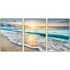 imageWieco Art Framed Wall Art 3 Panels Blue Beach Canvas Art for Home Decor Sea View Sunset White Wave Beach Pictures on Canvas Prints Artwork for Wall Decor Living Room Decorations16x24inchx3pcs Framed